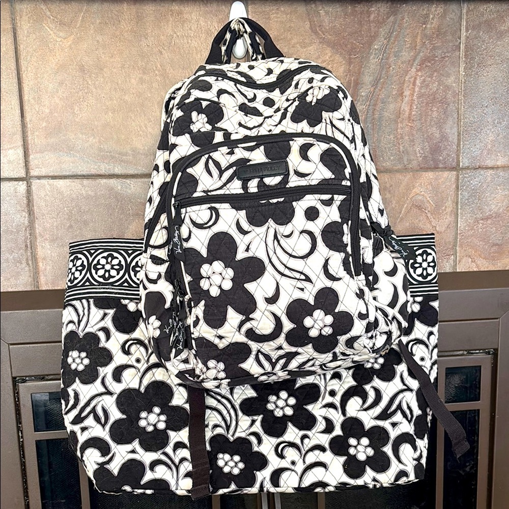 VERA BRADLEY Floral Black and White 2 pc set